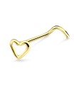 Hollow Heart Silver Curved Nose Stud NSKB-718